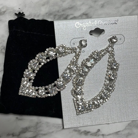 New rhinestone crystal statement dangle special occasion earrings - Picture 1 of 4
